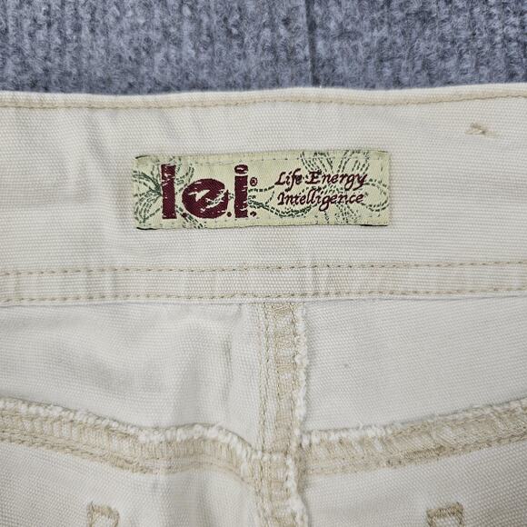 Vintage LEI Cargo Pants Womens 11 Khaki Utility Low Rise Y2K Grommet Straight - Picture 6 of 8